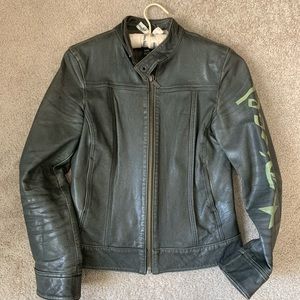 Diesel Army Green Leather Jacket Women’s SM